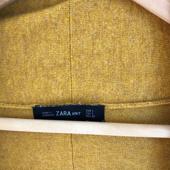 Zara Mustard knit drape cardigan Sz. S - Picture 4 of 6